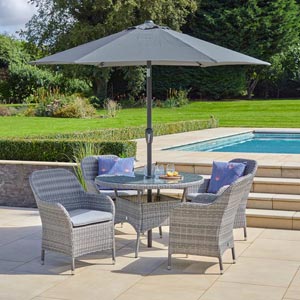 Monte Carlo Stone 4 Seat Dining Set with 2.5m Parasol