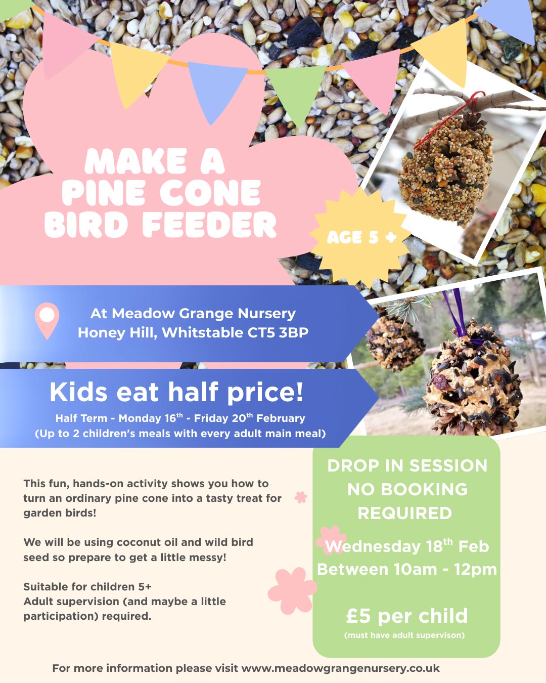 Make a Pine Cone Bird Feeder - Kids activities for February half term 2026